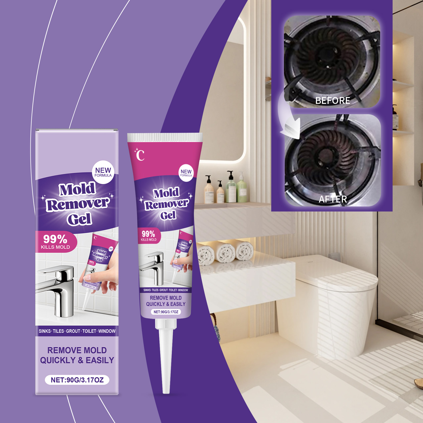 Anti-Mold Remover Gel Fast Act - đánh giá và giá Home Bathroom Cleaning Solution