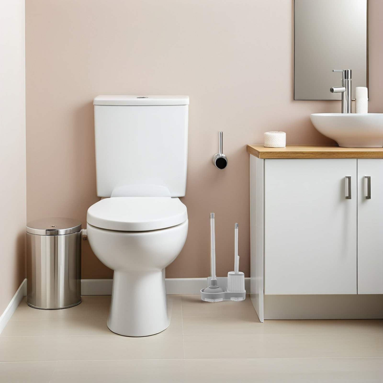 1Set Toilet Brush Set Wall-Mou - đánh giá và giá Home Bathroom Cleaning Kit